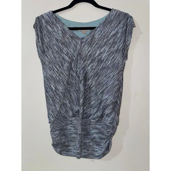Knox Rose Blue Gray Striped Ruched Tunic Top XS - Picture 1 of 9